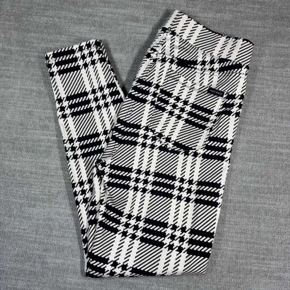 Sanctuary Womens Runnway Plaid Leggings High Rise Pockets Skinny Pants‎ Large